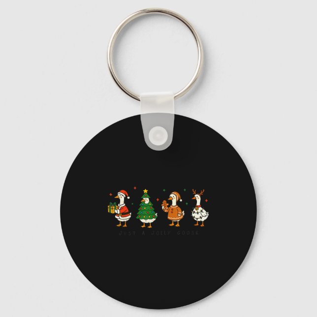 Retro Funny Just A Jolly Goose Santa Christmas Tre Key Ring (Front)