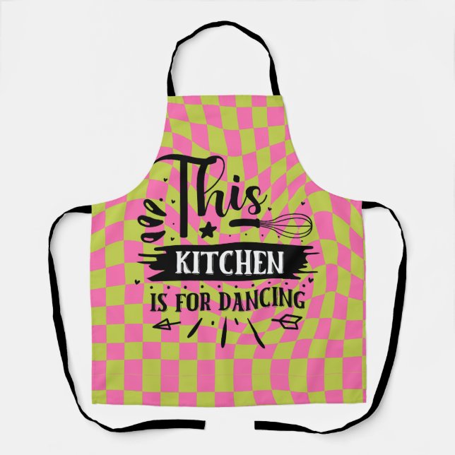 Retro Funny Kitchen Saying Pink Green Apron (Front)
