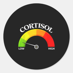Retro funny low cortisol levels v meme classic round sticker