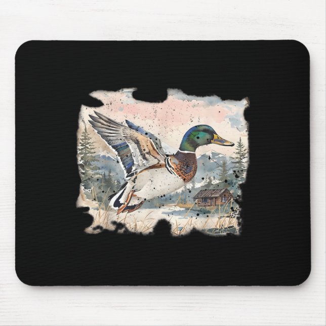 Retro Funny Mallard Duck Waterfowl Hunting Cozy Se Mouse Mat (Front)