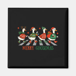Retro Funny Merry Goosemas Silly Goose Christmas C Magnet