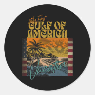 Retro Funny My First Gulf Of Usa America Vacation Classic Round Sticker