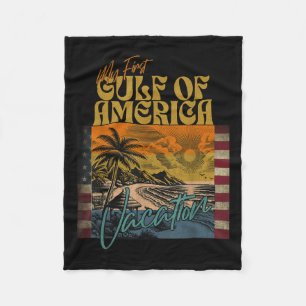 Retro Funny My First Gulf Of Usa America Vacation Fleece Blanket