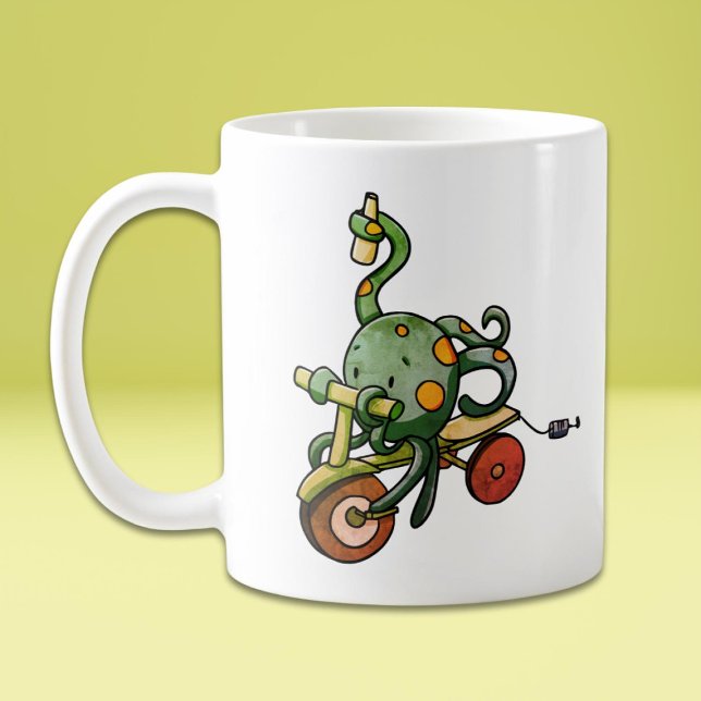 Retro Funny Octopus Drinking Coffee Mug (Creator Uploaded)