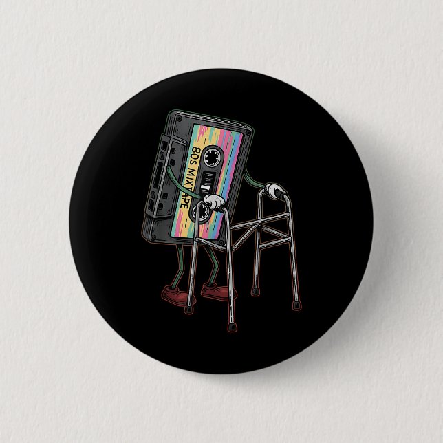Retro Funny Old Cette Tape Walker Never Forget Flo 6 Cm Round Badge (Front)