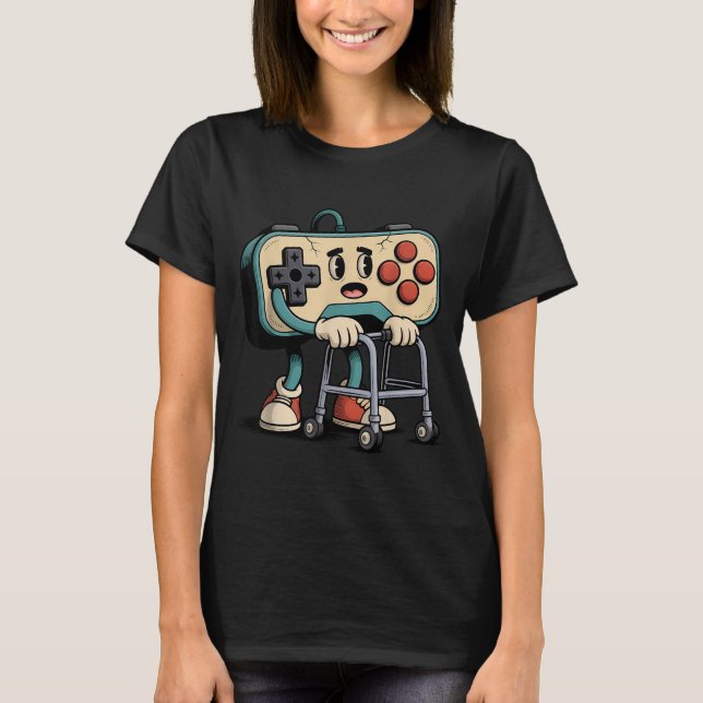 Retro Funny Old Gamer 80s 90s Clic Video Game Humo T-Shirt (Front)