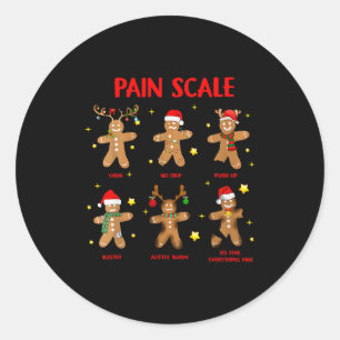 Retro Funny Pain Scale Gingerbread Nurse Christmas Classic Round Sticker