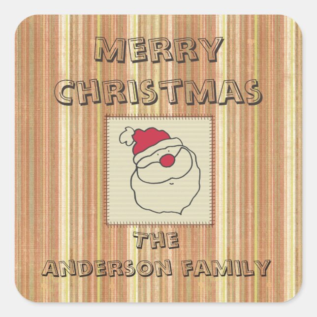 Retro funny patchwork Santa clause Square Sticker (Front)