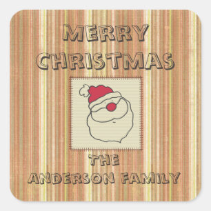 Retro funny patchwork Santa clause Square Sticker