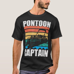 Retro Funny Pontooning Boat Graphic Pontoon Capt T-Shirt