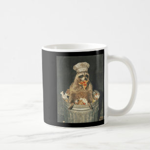 Retro funny raccoon chef eating pizza trash can coffee mug