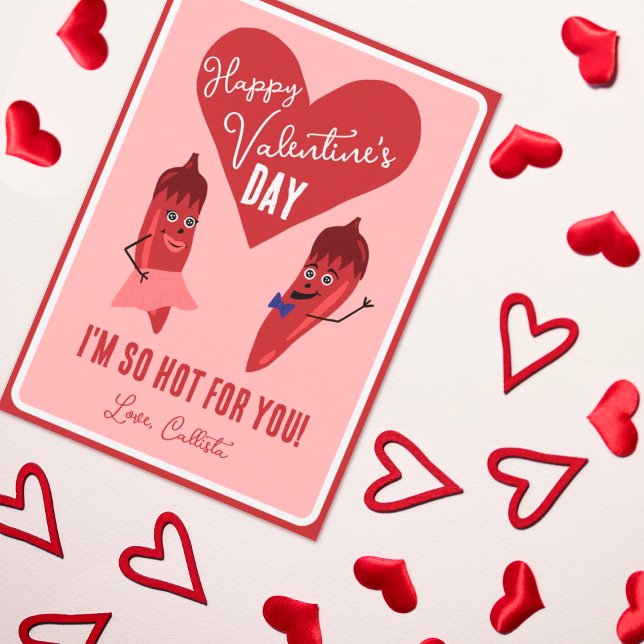 Retro Funny Red Hot Pepper Valentine's Day Holiday Card (Creator Uploaded)