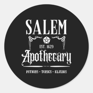 Retro Funny Salem Witch Machusetts Apothecary Hall Classic Round Sticker