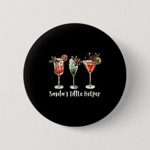 Retro Funny Santa's Little Helper Martini Merry Ch 6 Cm Round Badge