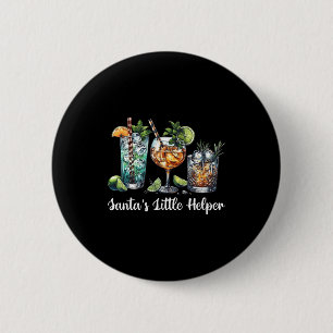 Retro Funny Santa's Little Helper Martini Merry Ch 6 Cm Round Badge