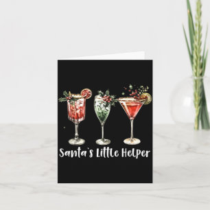 Retro Funny Santa's Little Helper Martini Merry Ch Card