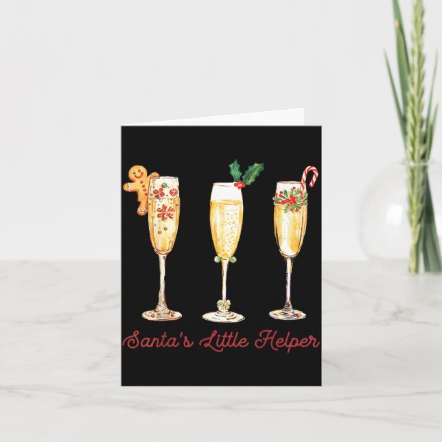 Retro Funny Santa's Little Helper Martini Merry Ch Card (Front)