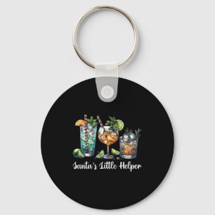 Retro Funny Santa's Little Helper Martini Merry Ch Key Ring