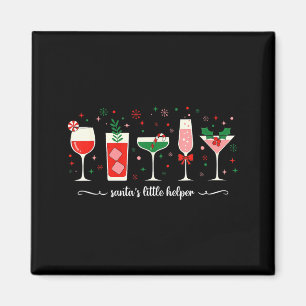 Retro Funny Santa's Little Helper Martini Merry Ch Magnet
