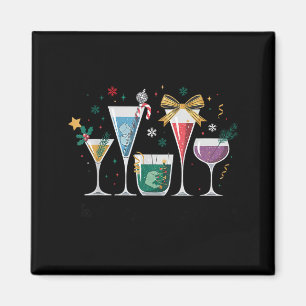 Retro Funny Santa's Little Helper Martini Merry Ch Magnet