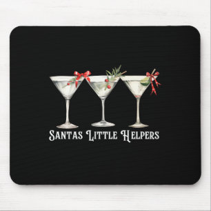 Retro Funny Santa's Little Helper Martini Merry Ch Mouse Mat