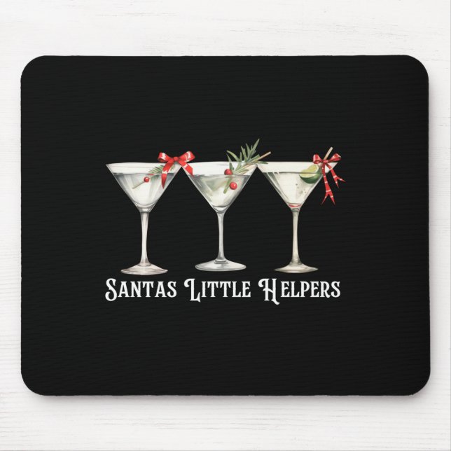 Retro Funny Santa's Little Helper Martini Merry Ch Mouse Mat (Front)