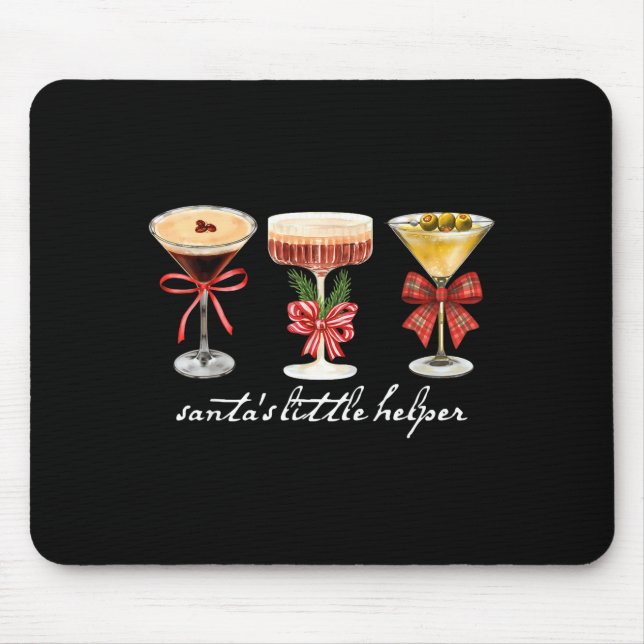 Retro Funny Santa's Little Helper Martini Merry Ch Mouse Mat (Front)