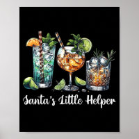 Retro Funny Santa's Little Helper Martini Merry Ch