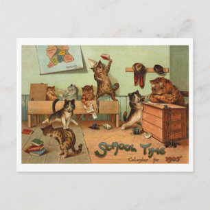 Retro Funny School Time Anthropomorphic Cats  Postcard