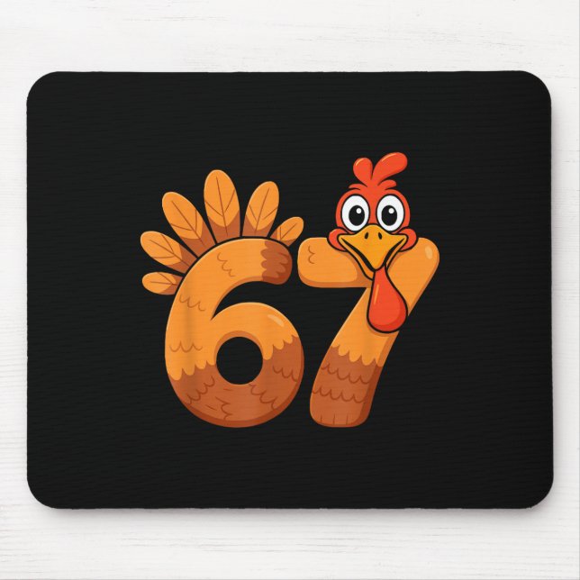Retro Funny Six Seven 6 7 Meme Thanksgiving Turkey Mouse Mat (Front)
