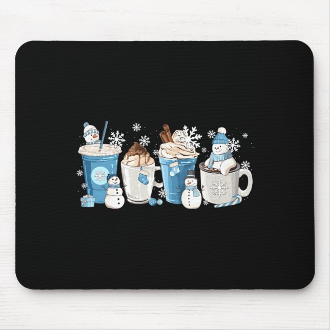 Retro Funny Snowman Winter Coffee C Latte Cozy Sea Mouse Mat (Front)