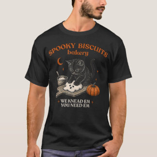 Retro Funny Spooky Biscuits Club Cat Lovers T-Shirt