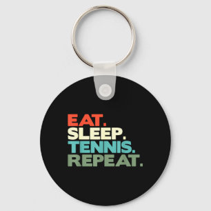 Retro Funny Tennis Players Summer Racket Ball Key Ring