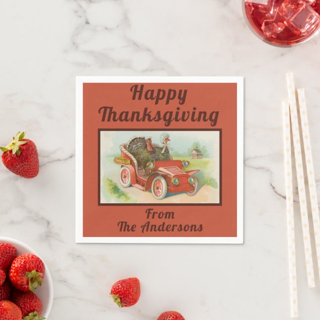 Retro Funny Thanksgiving Meme Cute Turkey Cartoon Napkin (Insitu)