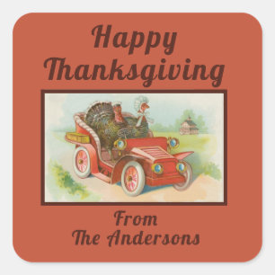 Retro Funny Thanksgiving Memes Cute Turkey Cartoon Square Sticker