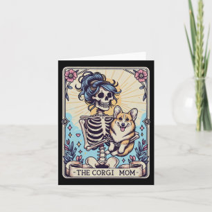 Retro Funny The Corgi Mom Tarot Card Skeleton Hall