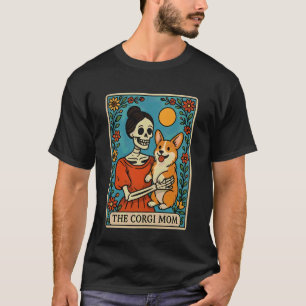 Retro Funny The Corgi Mum Skeleton Halloween Costu T-Shirt