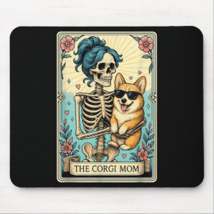 Retro Funny The Corgi Mum Tarot Card Skeleton Hall Mouse Mat