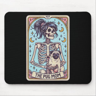 Retro Funny The Pug Dog Mum Tarot Card Skeleton Ha Mouse Mat