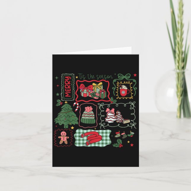 Retro Funny Tis The Season Christmas Doodle Cute X Card (Front)