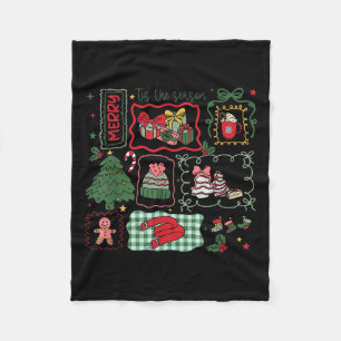 Retro Funny Tis The Season Christmas Doodle Cute X Fleece Blanket
