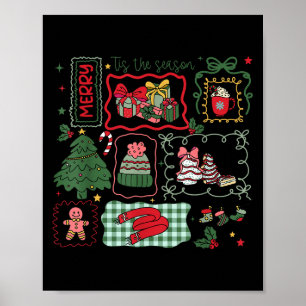 Retro Funny Tis The Season Christmas Doodle Cute X Poster