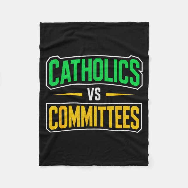 Retro Funny Trendy Sarcastic Saying Catholics Vs C Fleece Blanket (Front)