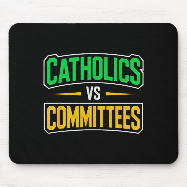 Retro Funny Trendy Sarcastic Saying Catholics Vs C Mouse Mat (Front)