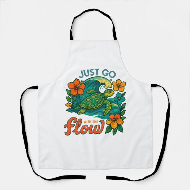 Retro Funny Turtle Shell Yeah Its Summer Apron (Front)