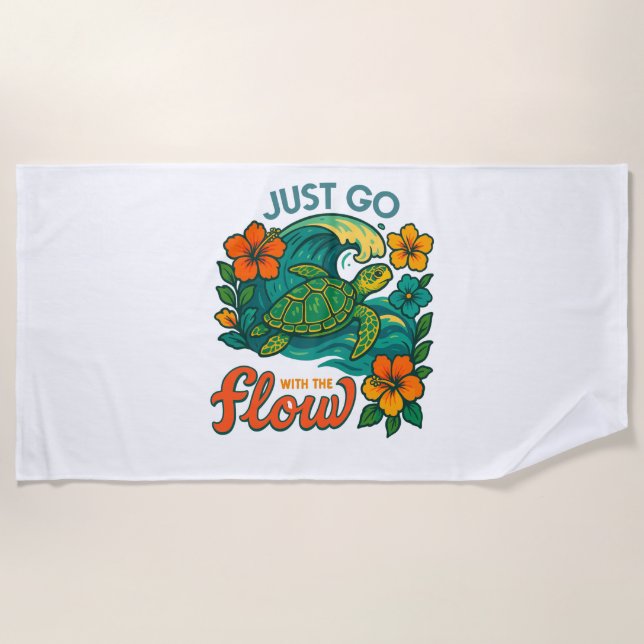 Retro Funny Turtle Shell Yeah Its Summer Beach Towel (Front)