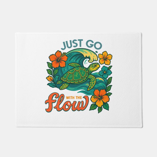 Retro Funny Turtle Shell Yeah Its Summer Doormat (Front)