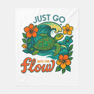 Retro Funny Turtle Shell Yeah Its Summer Fleece Blanket
