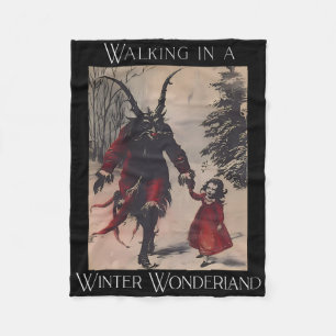 Retro Funny Walking In A Winter Wonderland Merry C Fleece Blanket
