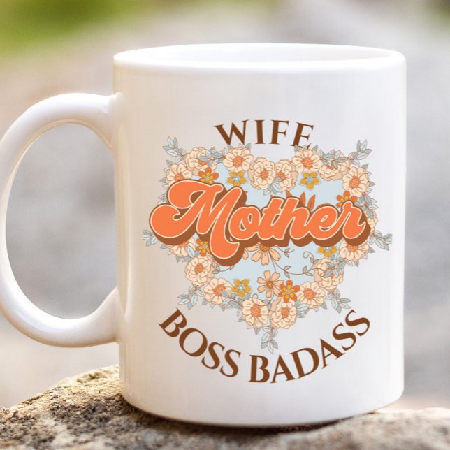 Retro Funny Wife Mother Boss Badass Mother's Day  Large Coffee Mug (Creator Uploaded)